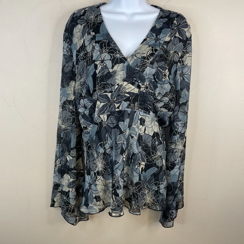 Studio 1940 Vintage Y2K Womens Babydoll Top Size L Going Out Tie Back Boho Flare